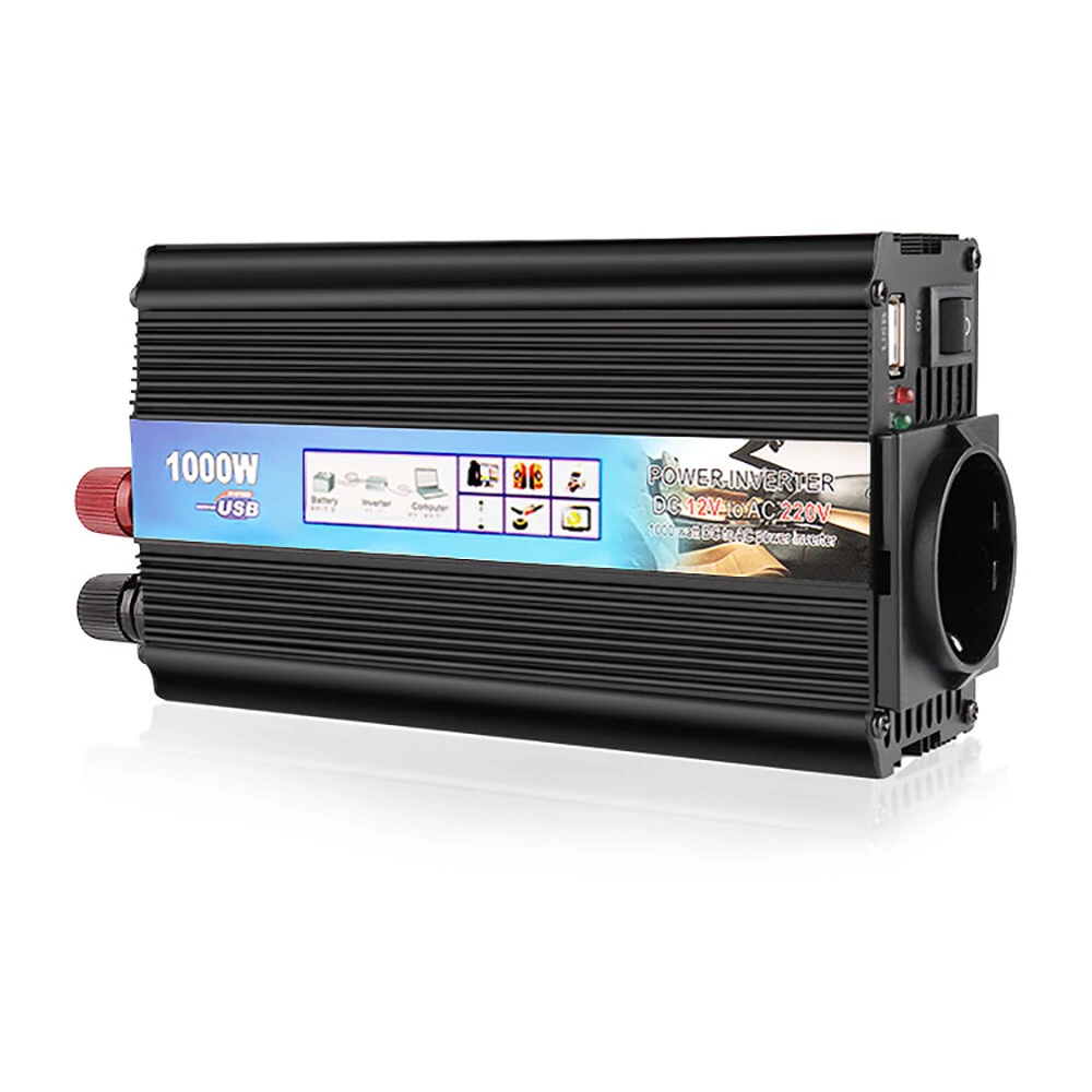 (image for) 1000W Car Power Inverter 12V to 220V Converter DC to AC Inverter EU Plug Efficient Heat Dissipation for Outdoor Home Car