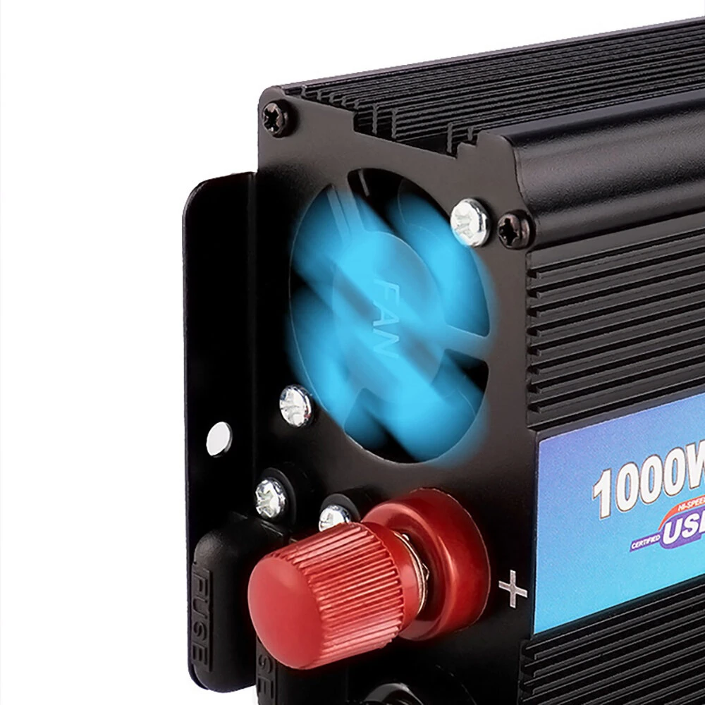 (image for) 1000W Car Power Inverter 12V to 220V Converter DC to AC Inverter EU Plug Efficient Heat Dissipation for Outdoor Home Car