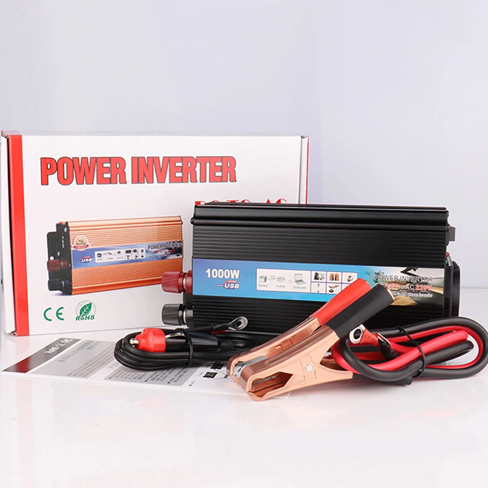 (image for) 1000W Car Power Inverter 12V to 220V Converter DC to AC Inverter EU Plug Efficient Heat Dissipation for Outdoor Home Car