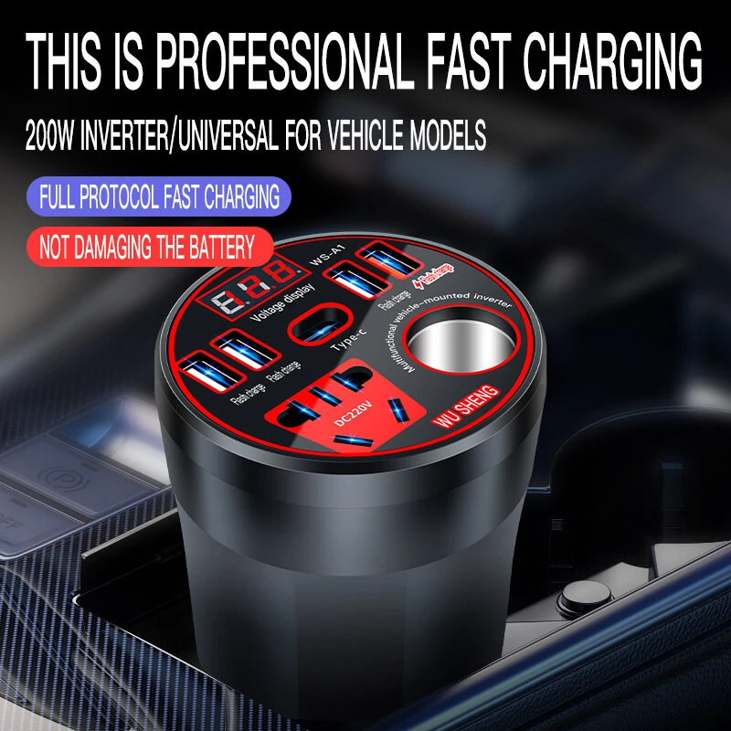 (image for) 12V 24V to 220V Power Inverter with Multi-function Car Socket Charger Fast Charging for Mobile Phones Car Inverter Charger Power Converter QC3.0 USB Fast Charging