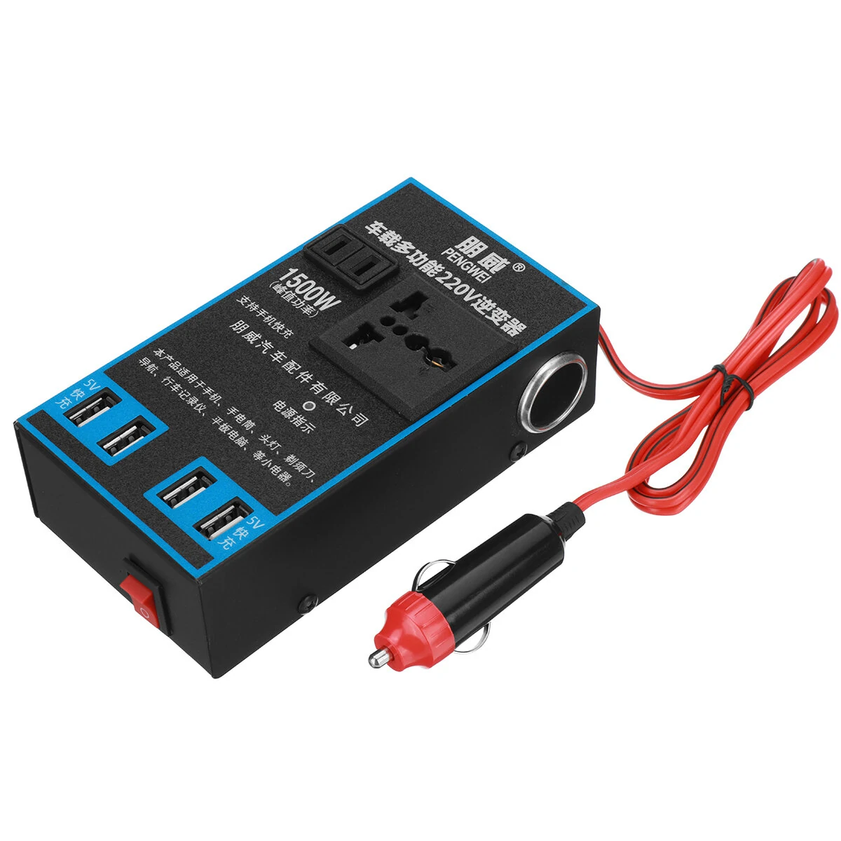 (image for) 1500W Solar Power Inverter 12V/24V DC to 220V AC Converter 4X USB Car Inverter