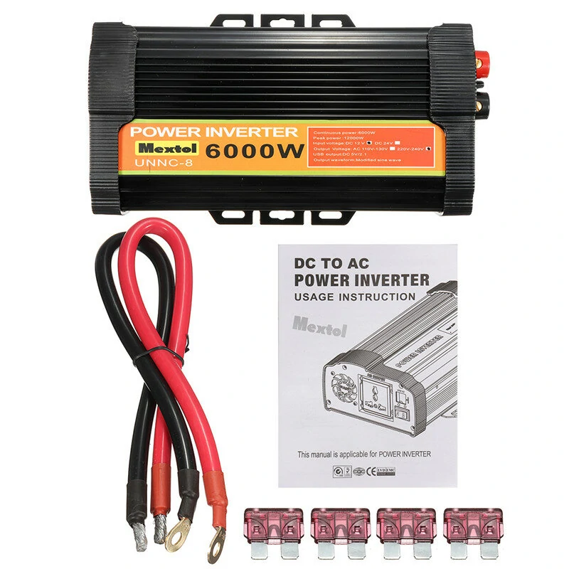 (image for) 6000W Peak Car Power Inverter DC 12V To AC 220V Dual USB Modified Sine Wave Transformer