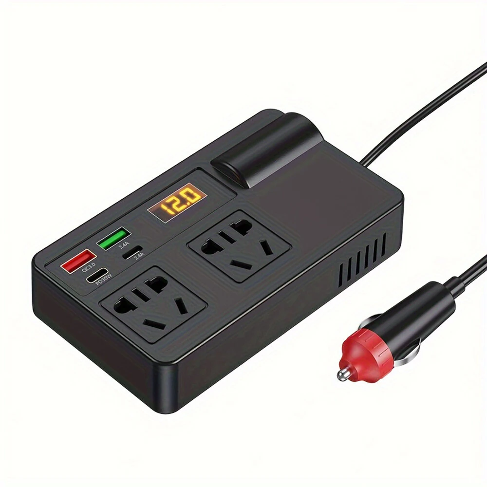 (image for) Car Inverter 12V 24V to 220V Multi-Function Socket Mobile Phone Charger 120W Car Power Converter with Smart Digital Display