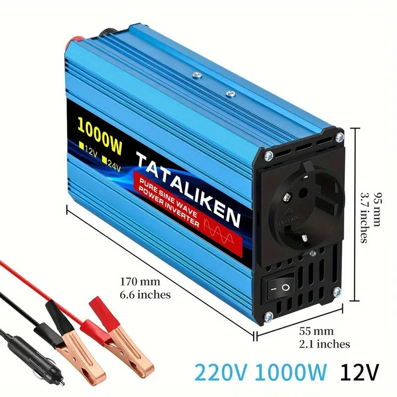 (image for) TATALIKEN 400W/1000W Pure Sine Wave Power Inverter Converts DC 12V/24V to AC 220V 50HZ Suitable For Car Home Office And Outdoor Use