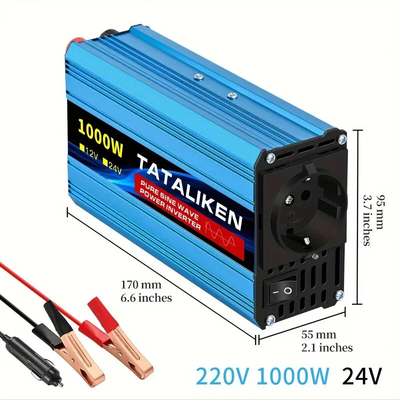(image for) TATALIKEN 400W/1000W Pure Sine Wave Power Inverter Converts DC 12V/24V to AC 220V 50HZ Suitable For Car Home Office And Outdoor Use