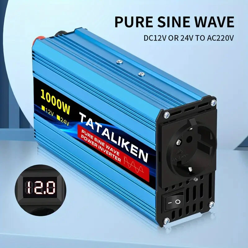(image for) TATALIKEN 400W/1000W Pure Sine Wave Power Inverter Converts DC 12V/24V to AC 220V 50HZ Suitable For Car Home Office And Outdoor Use