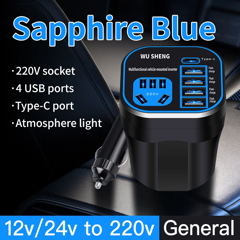 (image for) Universal Car Inverter 12V 24V To 220V Intelligent Voltage Detection Car Power Socket 200W Intelligent Charging Inverter Converter for Car Truck