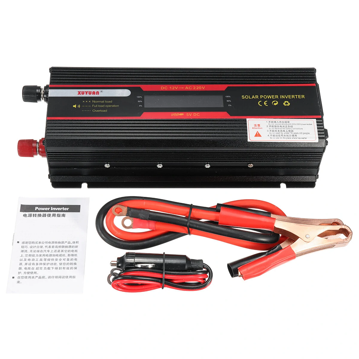 (image for) Xuyuan Dual Voltage Inverter with LCD Display Dual Power Inverter Convert 12V/24V to 220V with Modified Sine Wave for Car Use